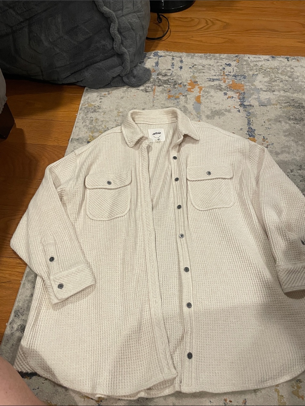 aerie Cream Button-Up Shirt Jacket
